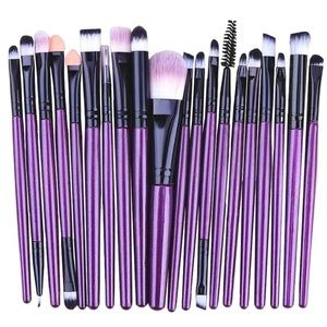 20 Piece Metallic Purple Makeup Brush Set